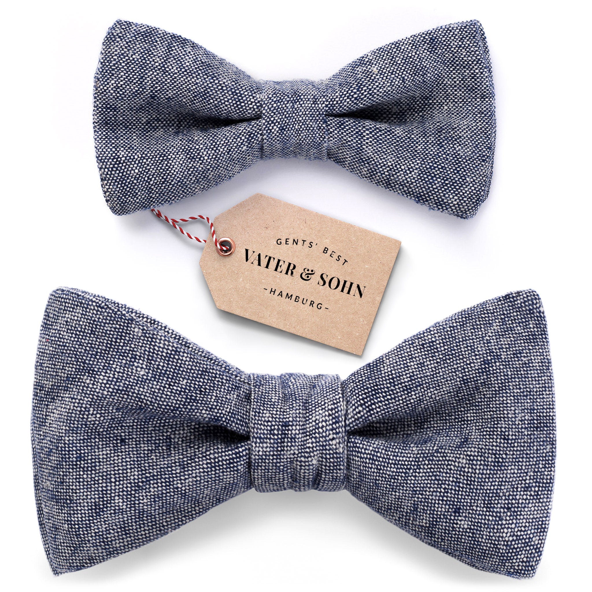 Set of children's bow ties and men's bow ties in dark blue "Hugo"