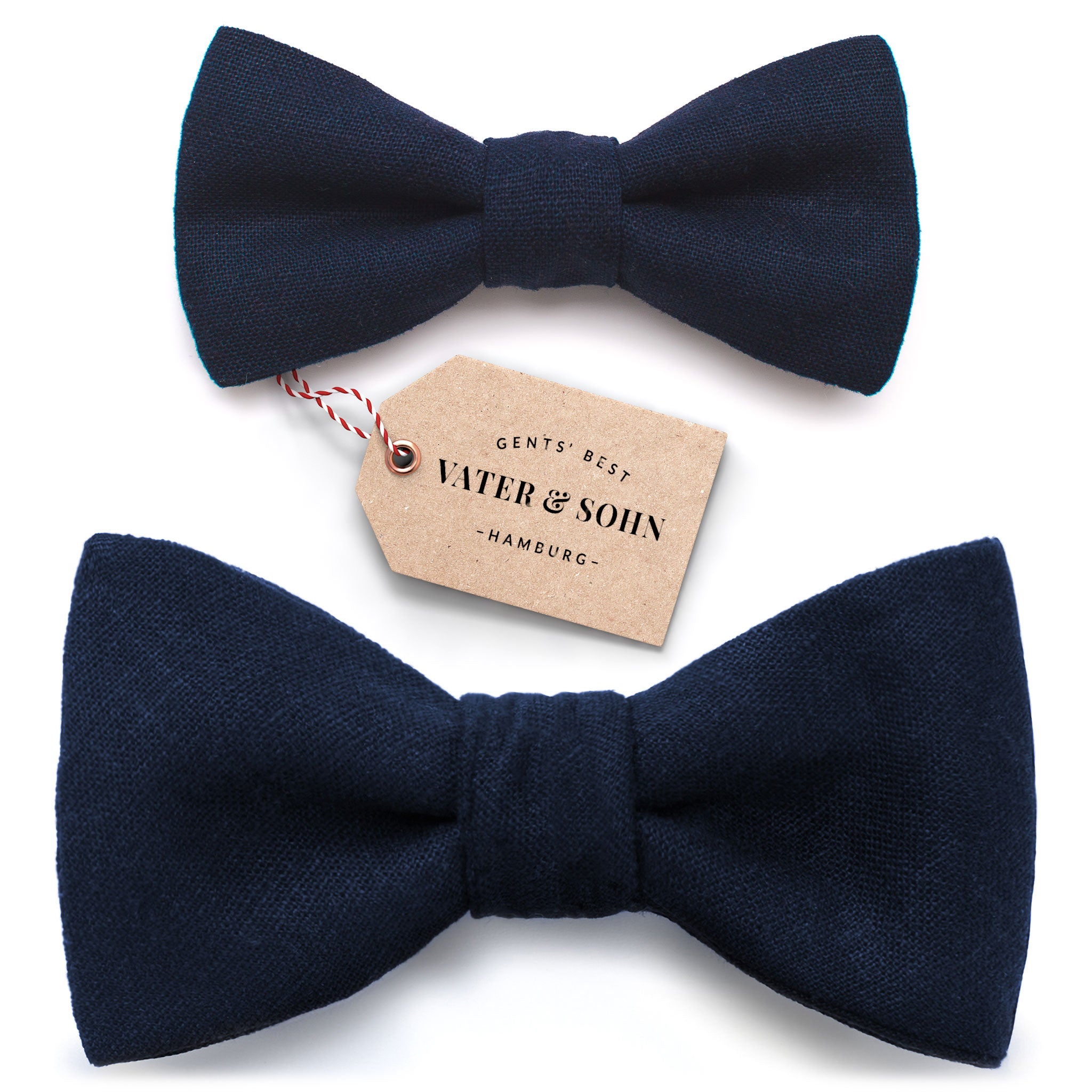 Set of children's bow ties and men's bow ties in dark blue navy "Wilhelm"