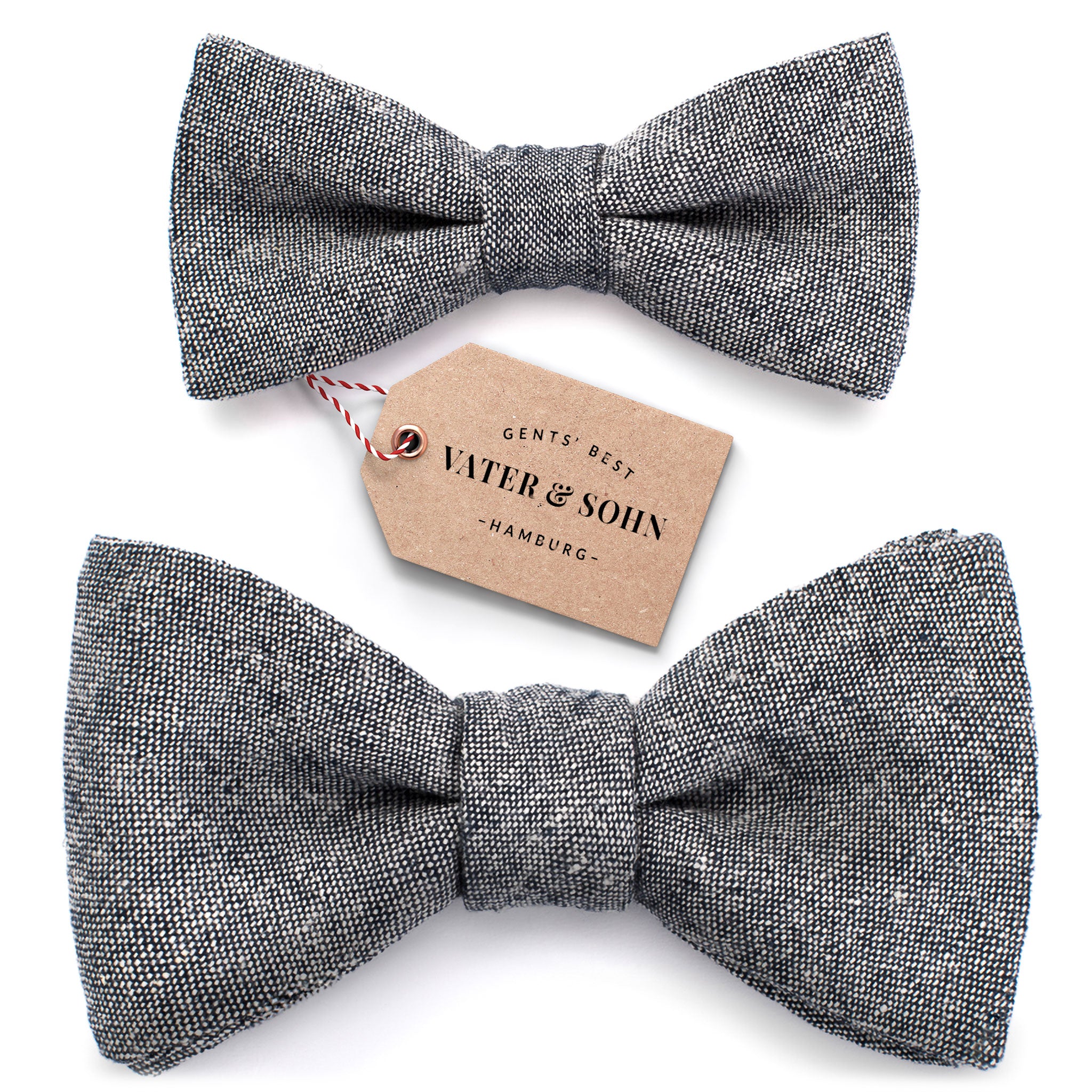 Set of children's bow ties and men's bow ties in dark grey "Fritz"