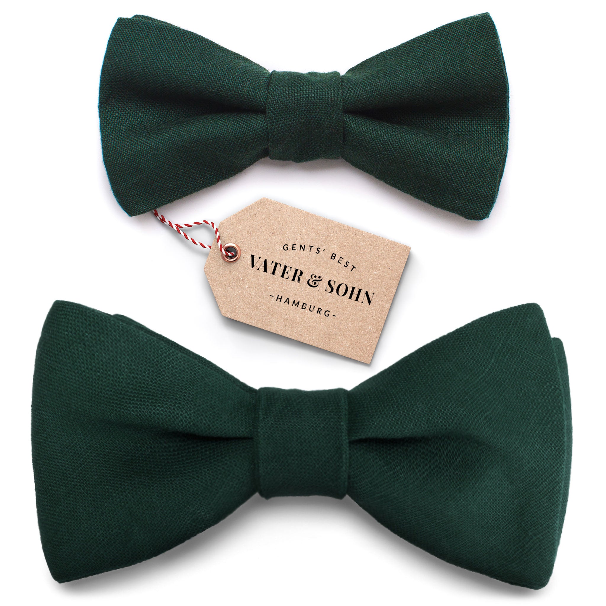 Set of children's bow ties and men's bow ties in dark green "Gustav"