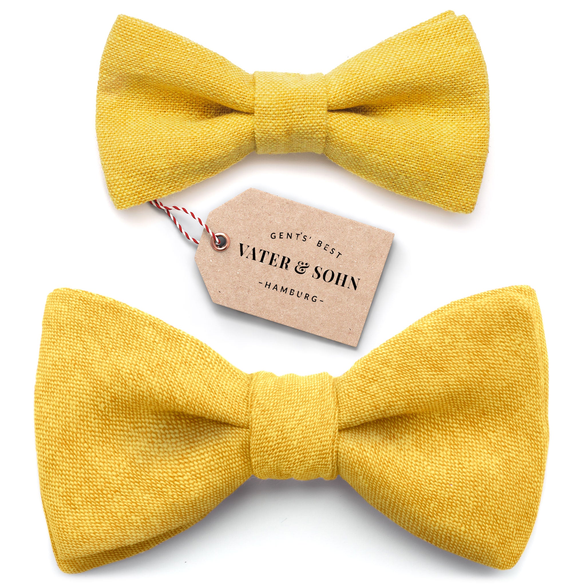 Set of children's bow ties and men's bow ties in yellow "Willi"