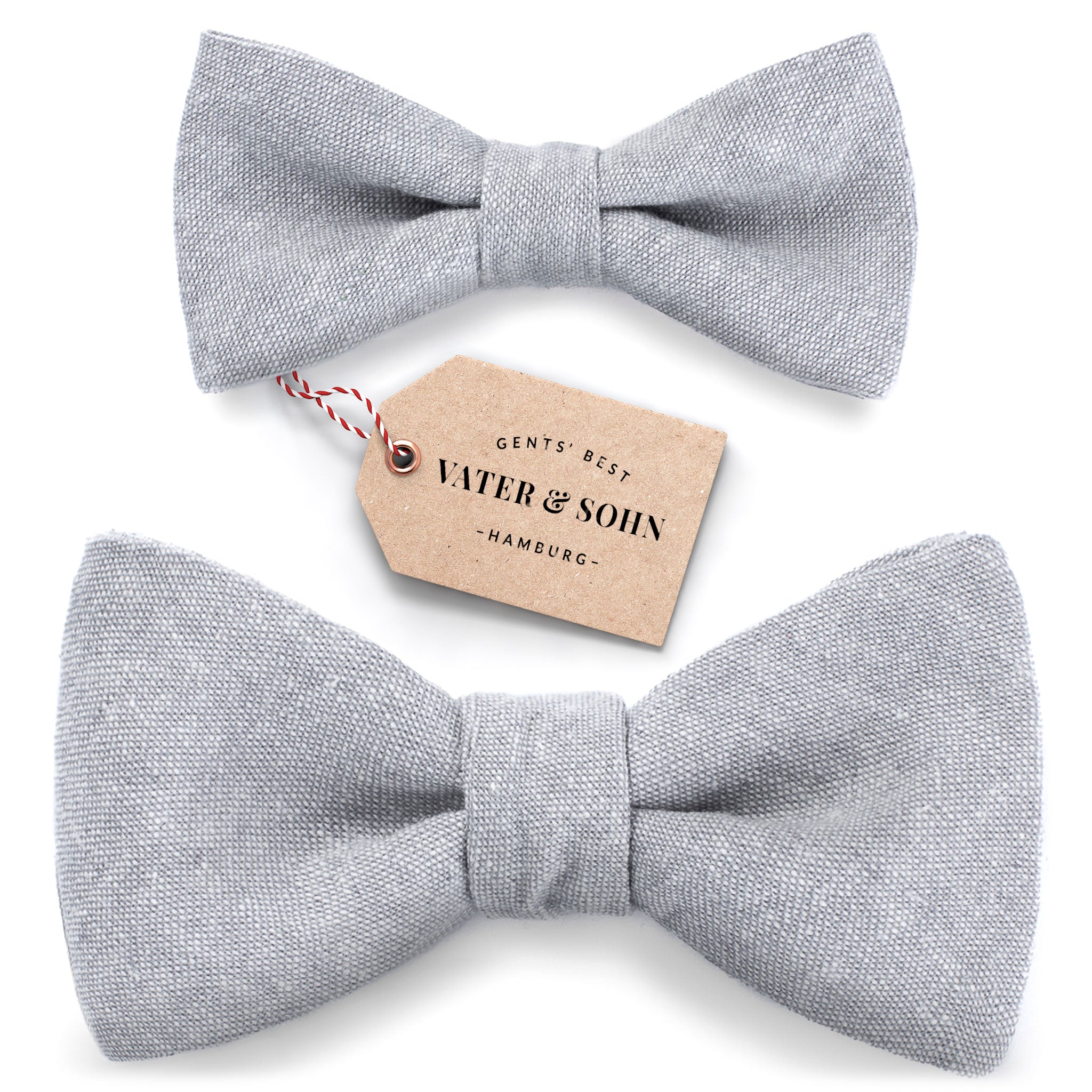 Set of children's bow ties and men's bow ties in light grey "Oskar"