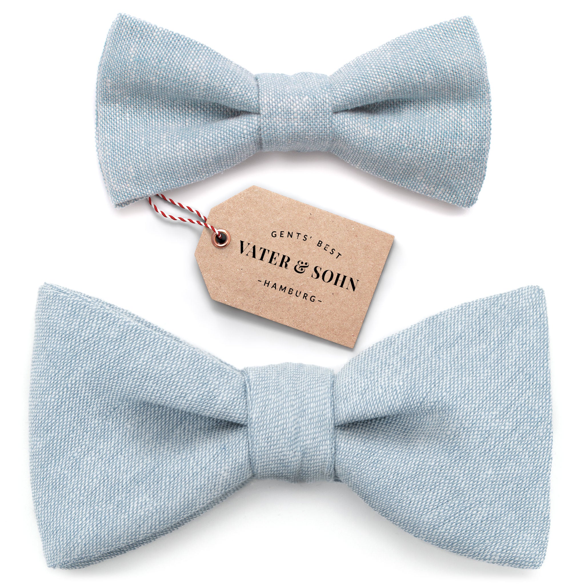 Set of children's bow ties and men's bow ties in light blue "Emil"