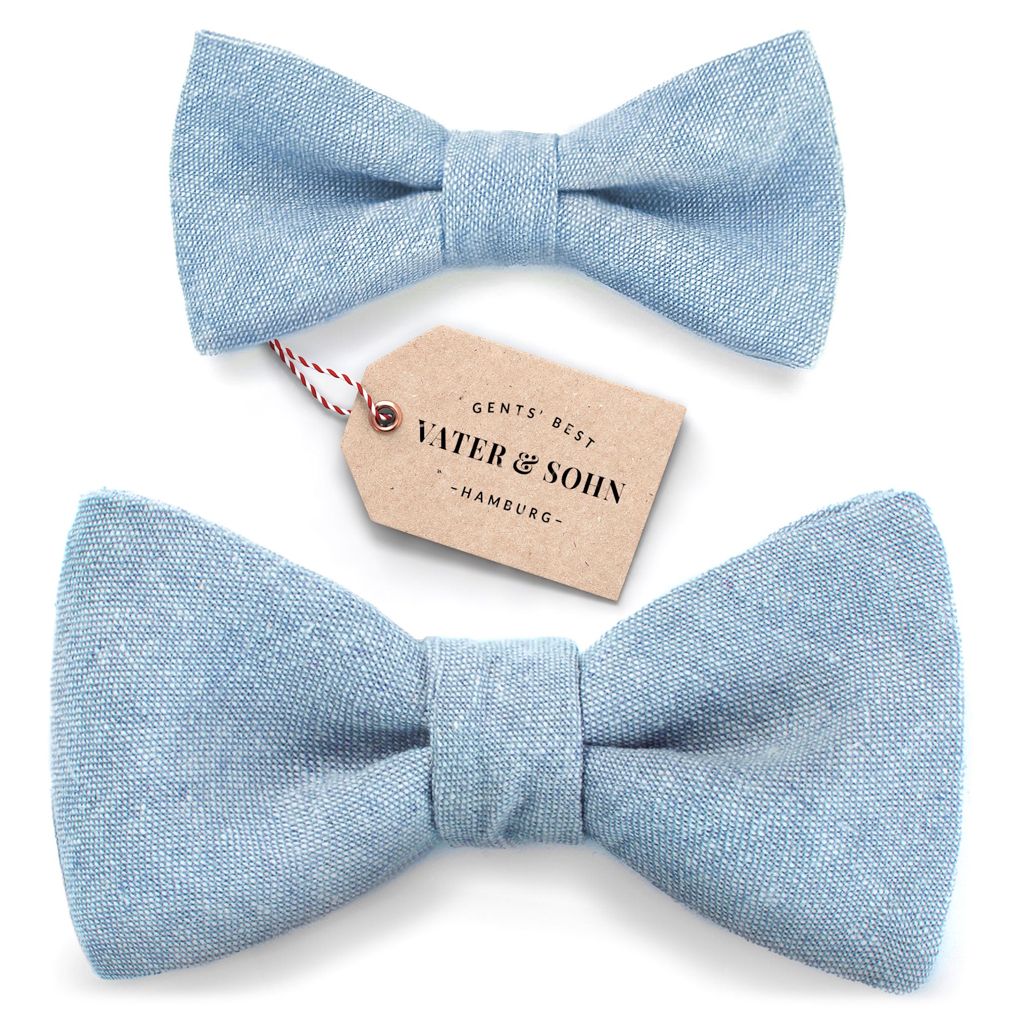 Set of children's bow ties and men's bow ties in light blue "Justus"