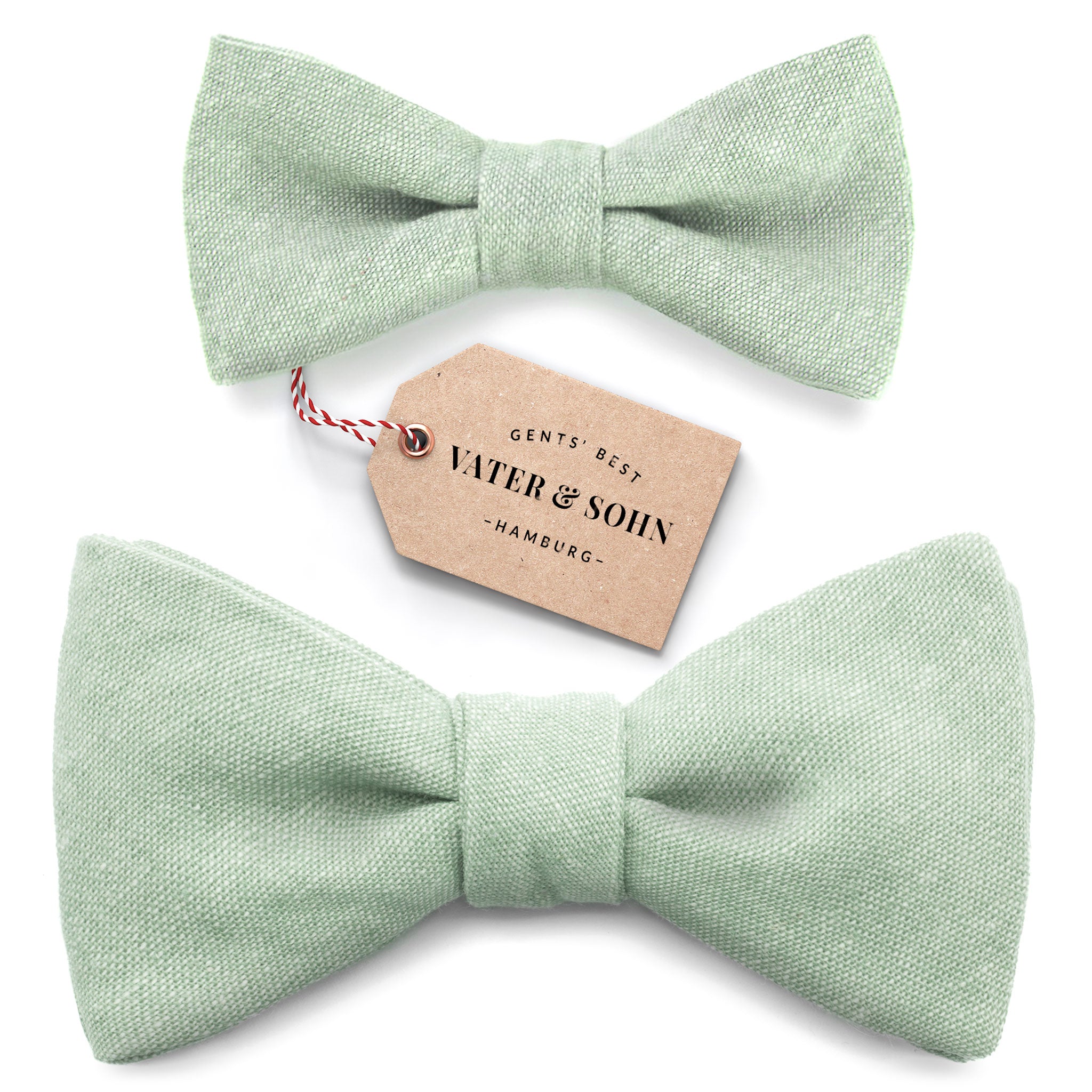 Set of children's bow ties and men's bow ties in mint green "Fiete"