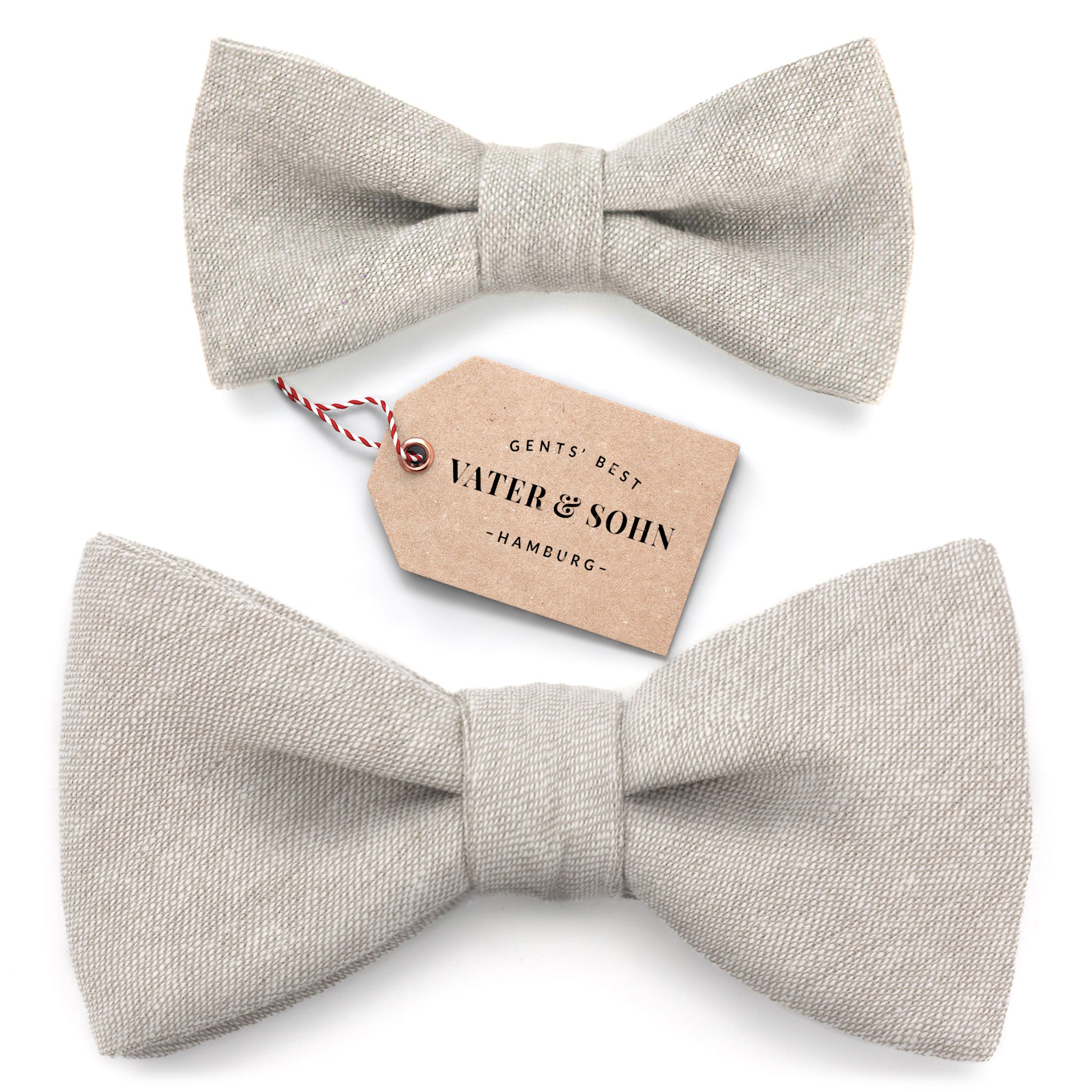 Set of children's bow ties and men's bow ties in natural beige "Michel"