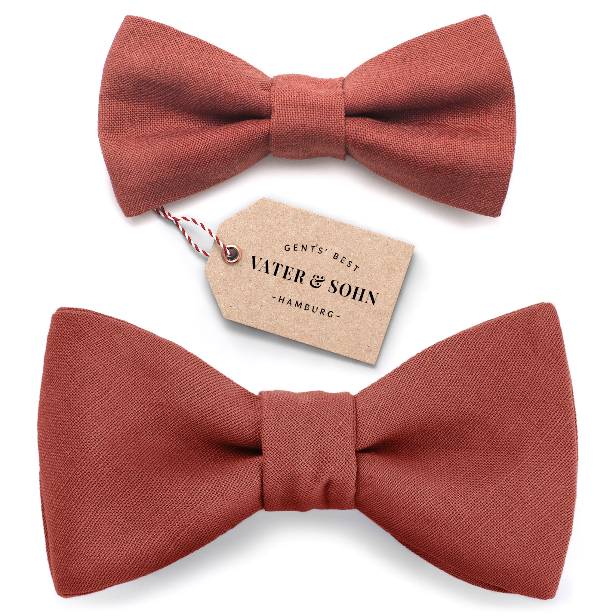 Set of children's bow ties and men's bow ties in rust red "Frederik"