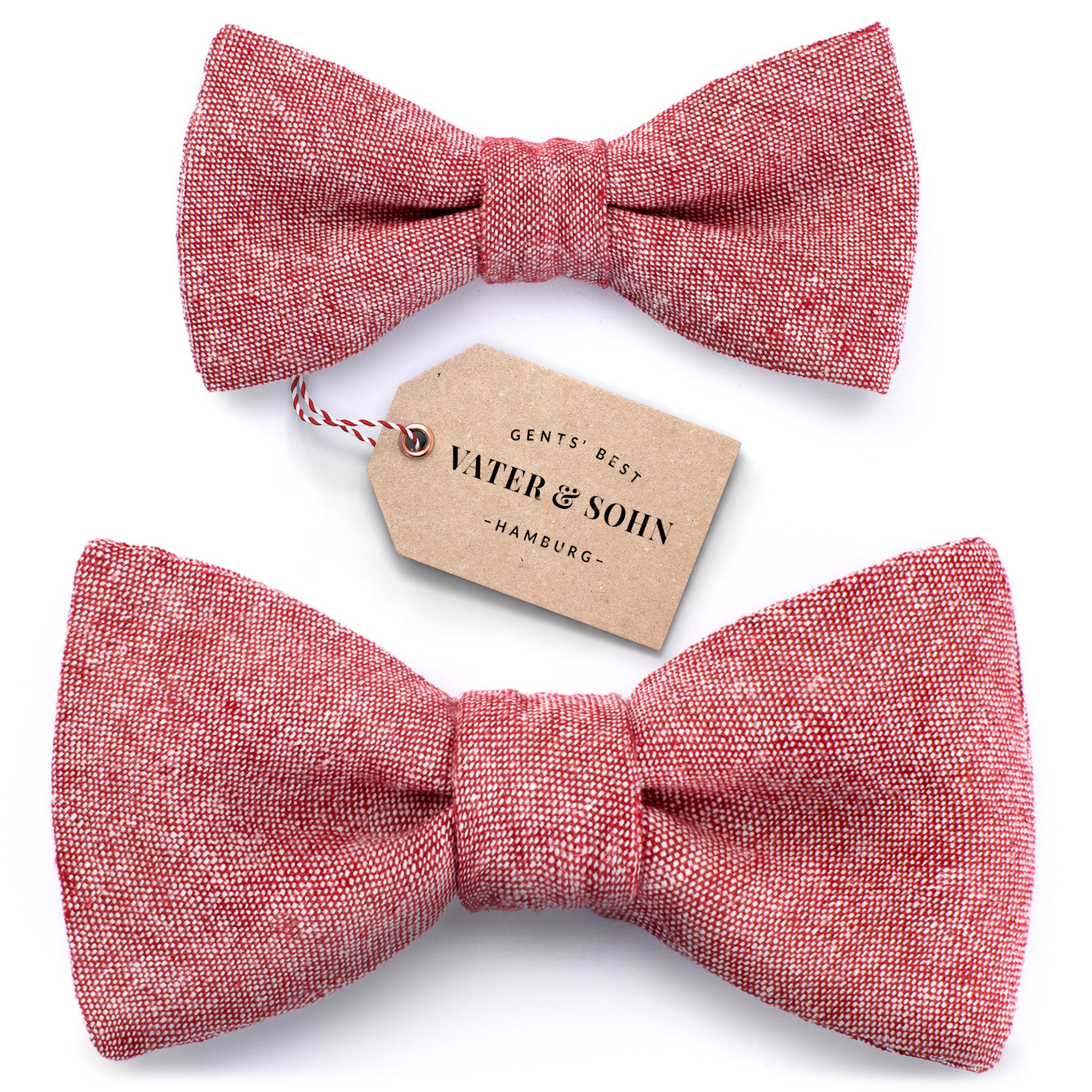 Set of children's bow ties and men's bow ties in red "Carlos"