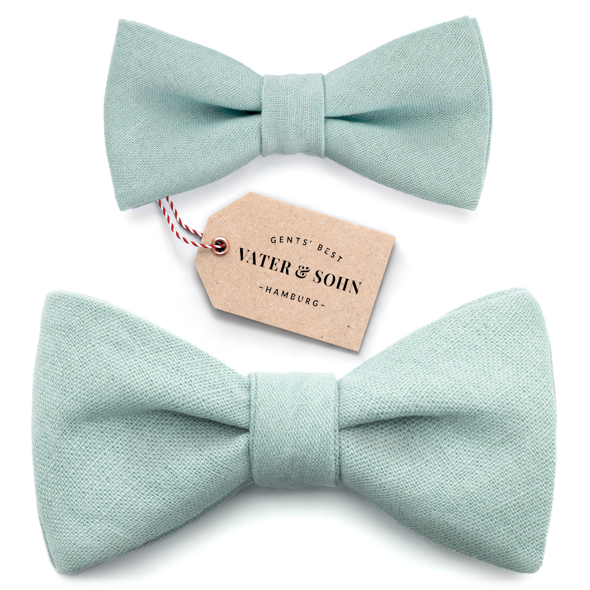 Set of children's bow ties and men's bow ties in sage green "Finn"