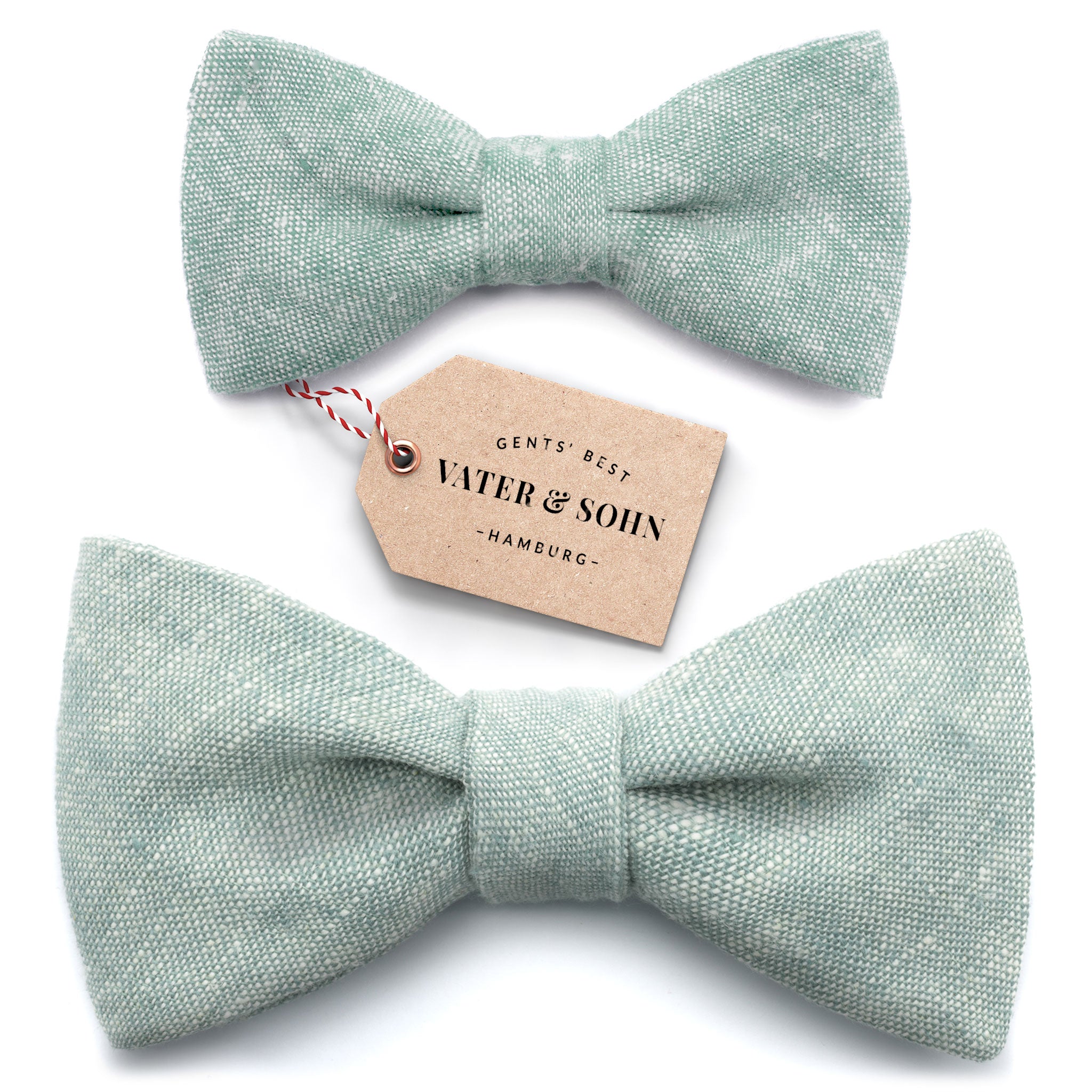 Set of children's bow ties and men's bow ties in sage green "Lasse"