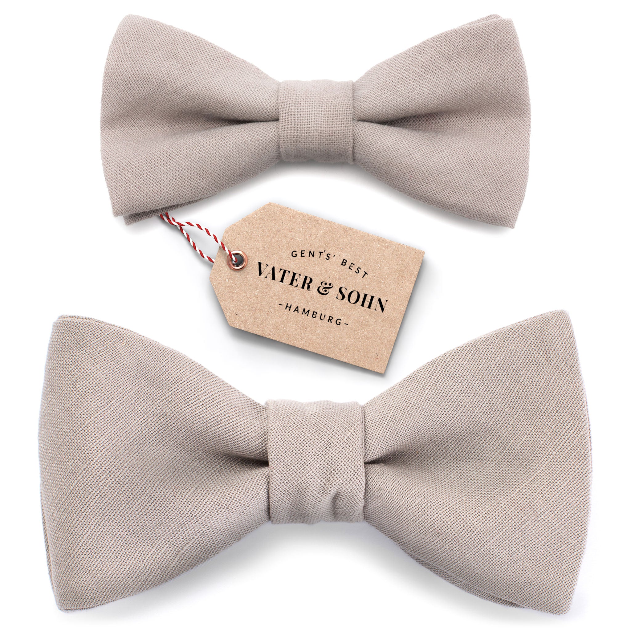 Set of children's bow ties and men's bow ties in taupe "Piet"