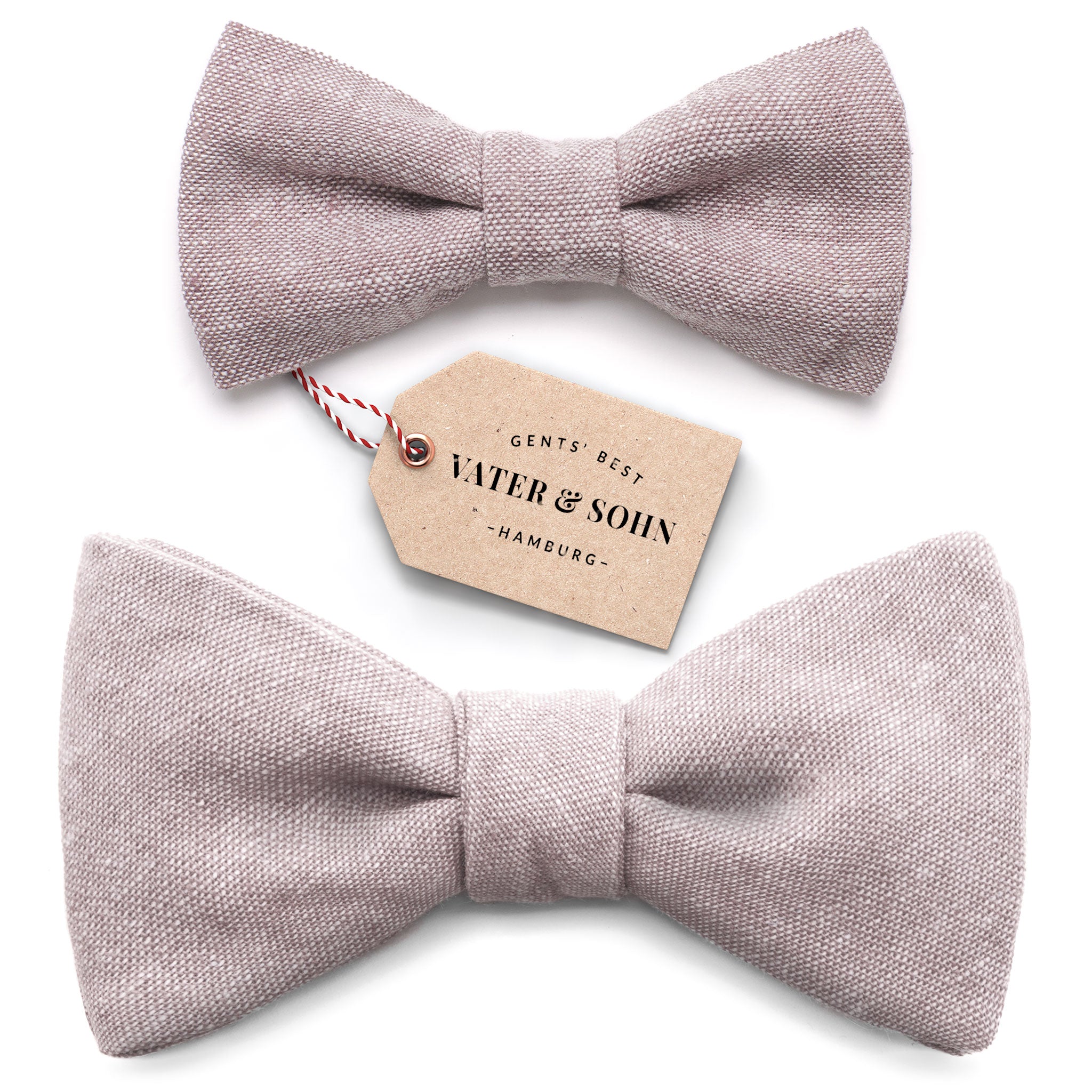 Set of children's bow ties and men's bow ties in Taupe Mauve "Enno"