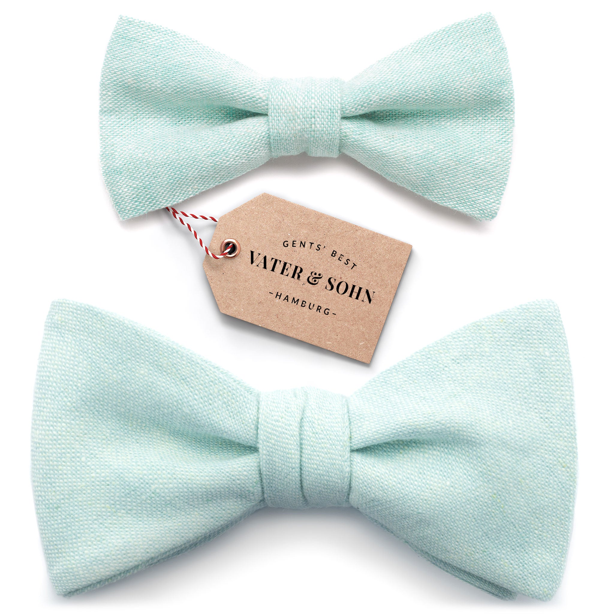 Set of children's bow ties and men's bow ties in turquoise "Jonny"