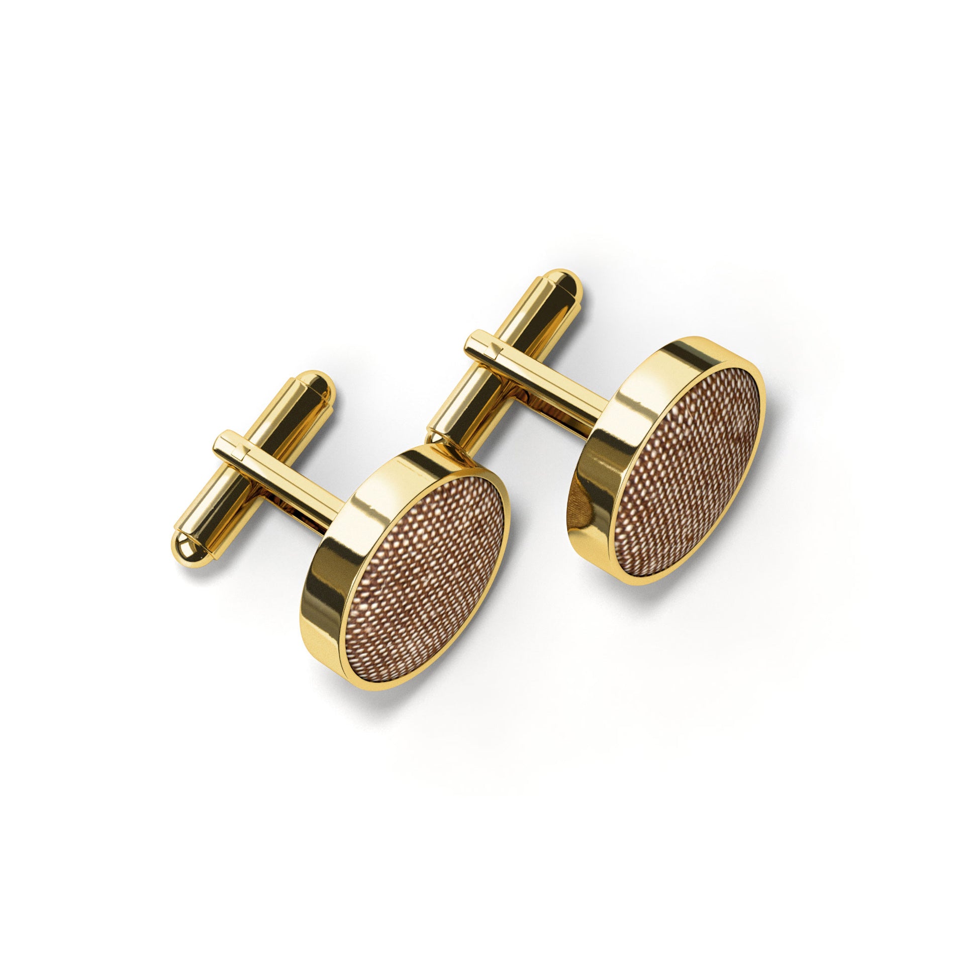 manschettenknöpfe aufbewahrung Braune Manschettenknöpfe aus Leinen in Silber und Gold